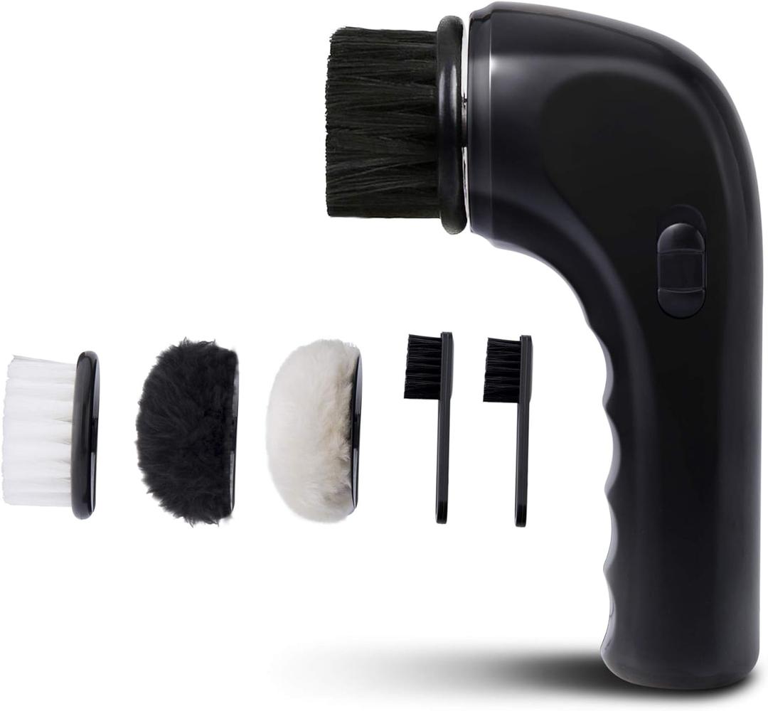 Electric Shoe Cleaner Brush, Electric Shoe Polisher Brush Shoe Shiner Dust Cleaner Portable USB Leather Cleaner Care Kit for Leather Shoes Sneaker (Dull Black)