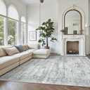 Soalmost 9x12 Area Rugs for Living Room, Non Slip Machine Washable Vintage Rugs, Low Pile Lightweight Large Rug for Bedroom, Dining Room, Home Office Grey
