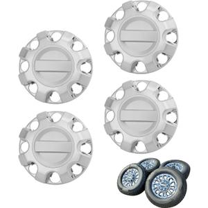 4 PCS Front & Rear Chrome Wheel Center Hub Cap Compatible with Ford F-250 F-350 Super Duty 2017-2024 Replace# HC3Z-1130-E HC3Z1130E