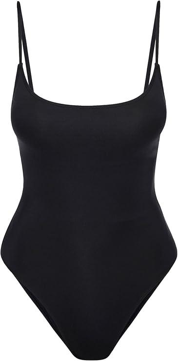 Narecte Sexy One Piece Bathing Suit for Women Tummy Control High Cut One Piece Swimsuit Womens (M, Black)