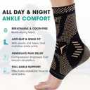 INDEEMAX Ankle Brace for Sprained Ankle Compression Sleeve, 2 Pack Copper Infused Ankle Support Brace for Women & Men, Plantar Fasciitis Relief Achilles Tendonitis, Sports Running, Copper Black, XL
