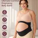 Momcozy Pregnancy Belly Band, CozySupport Ergonest Maternity Belly Band, Invisible Pregnancy Belt for Back, Abdomen, Waist (Black)