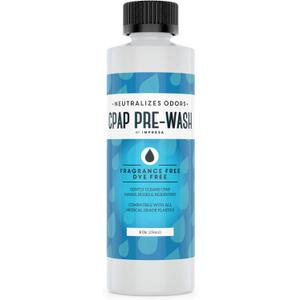 IMPRESA CPAP Pre-Wash Cleaning Solution - 8 fl oz - Unscented & Dye-Free Soap Neutralizes Odors & Removes Debris - Compatible with CPAP & BiPAP Machines - Made in USA