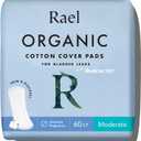Rael Incontinence Pads for Women, Organic Cotton Cover, Postpartum Essential, Heavy Absorbency, Bladder Control, 4-Layer Core with Leak Guard Technology, Long Length (Moderate, 60 Count)