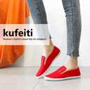 kufeiti Women's Canvas Slip On Shoes Sneakers for Women Fashion Comfortable White Black Elastic Sneakers for Women 9