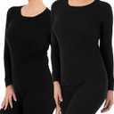 Fruit of The Loom Women's 2-Pack Micro Waffle Thermal Crew Top, Black/ Black, Small