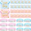 Quelay 24 Pcs Gender Reveal Bracelets with Cards Team Boy or Girl Bracelets for Baby Shower Decorations Supply Blue and Pink Team Boy or Girl Gender Reveal Party Favor for Guests Game Accessory Gifts