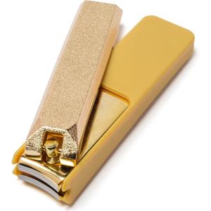 Samurai-Inspired Japanese Nail Clippers, Precision Curved Carbon Steel Blade, Made in Seki Japan, Built-in Nail File & Anti-Splash Cover, Premium Grooming Tool (Gold)