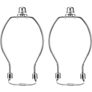6 Inch Lamp Harp Kits, Nickel Finish, 3/8 Saddle Base Holes, Light-Duty, Pack of 2 Replacements for Table Lamp DIY Shade Holders (Not for Heavy Shades)