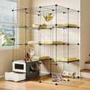 Oneluck Cat Cage with Litter Box, Large 4-Tier DIY Enclosures Detachable Metal Wire Kennel Indoor Crate Exercise Place Ideal for 1-3 Cats