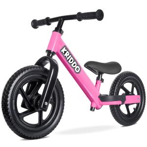 KRIDDO Balance Bike 2 Year Old, Toddler Balance Bike for Kids Aged 2-5, with DIY Colorful Stickers, Non-Slip Sporty Footrest, Racing-Style Frame, Gift for 2-4 Boys and Girls, Pink