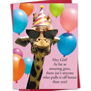 3 x Funny Birthday Card for Her, Birthday Gift for Women, with Red Envelope and Gold Seal Sticker