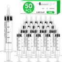 50 PCS 5ml Syringe with Cap for Liquid, Oral Syringe without Needle for Medicine Dropper, Colostrum Collect, Liquid Measuring, Individually Sealed, Luer Slip