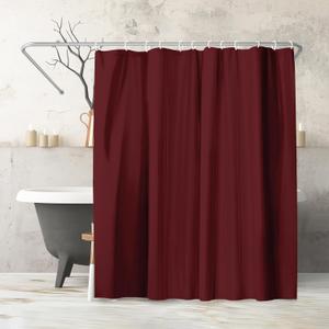 Americanflat 71x74 Solid Burgundy Shower Curtain - Water-Resistant Long Shower Curtain with Durable Metal Grommets and 12 Hooks - 100% Polyester