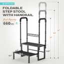 2-Step RV Steps with Handrails, Heavy Duty Anti-Slip Folding Stair