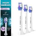 Philips Sonicare S2 Sensitive - Genuine Replacement Electric Toothbrush Heads, White, 3 Pack, HX6053/77