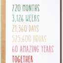 60Th Anniversary Card - Funny 60 Years Wedding Anniversary Card - Tenth Anniversary Card For Him Her - Gift Perfect For Husband Wife