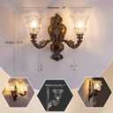 Wellmet 2-Lights Bronze Wall Sconce, Retro Wall Light, Bathroom Vanity Wall Lamp, Wall Light Fixtures for Living Room, Bedroom, Hallway, Bathroom, Stairway, W-18in (Bulb not Include), 18.1 inches x 8.9 inches x 12.4 inches