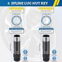 6 Spline Lug Nut Socket Set,2 Piece Lug Nut Key (41/64" & 45/64") for M12x1.25/M12x1.5 Spline Lug Nuts,Removal Tool Kit with Hard Case,Jeep,GMC,Locks,Double Layer Reinforcement (2 Piece Set)