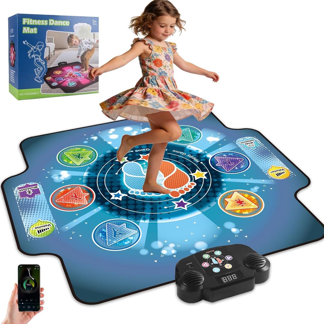 Upgraded Dance Mat for Kids with Wireless Bluetooth, 5 Game Modes, LED Lights,Electronic Music Game Dance pad Floor Toys for Girls Boys Birthday Gifts Ages Toddlers 3-5 4-8 8-12 Year Old