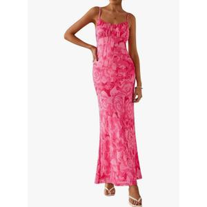 PRETTYGARDEN Women's Floral Bodycon Maxi Dress Summer Beach Sundress Sleeveless Spaghetti Strap Wedding Guest Dress XXL