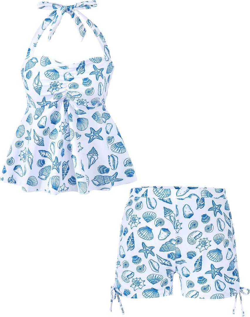 Teen Girls Swimsuits Halterneck Tankini Bathing Suits for 7-16