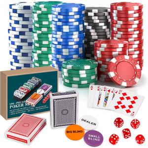 Kiddie Play Poker Chips Set 100 PCS 11.5 Gram Chips with Dice for Texas Holdem Blackjack Gambling