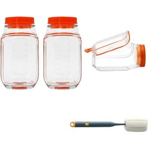 2026 New Salad Jar with Side Opening Leakproof Mason Jar Salad Container with Side Opening Dishwasher Safe Salad Container for Lunch On the Go Salad Jar for On-the-Go Meals (Orange version, 2PC)