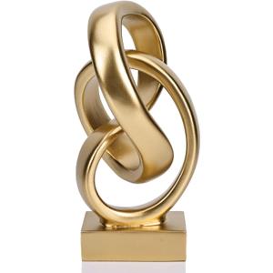 DOVDOV Abstract Gold Knot Statue, Geometric Knot Decor, Gold Decor on Shelf Bookshelf countertop for Living Room Coffee Table Office Coffee Table entryway entryway Desktop Decorative Ornament.