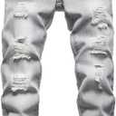 AOWKULAE Boy's Skinny Fit Ripped Destroyed Distressed Stretch Slim Jeans Pants (124/Gray)