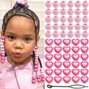 NAISKA 60Pcs Hot Pink Heart Hair Beads for Kids Girls Round Bead for Hair Cute Beads for Braids Small Pony Dreadlock Jewelry Girls Braid Clips Accessories