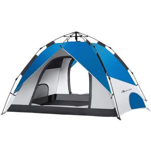 MOON LENCE Instant Pop Up Tent for 3-4 Person - Automatic Portable, Windproof for Camping, Hiking, Mountaineering (Azure)
