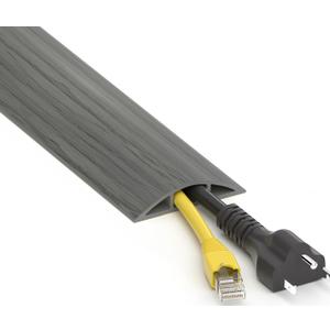 Floor Cord Cover 4ft, Cord Hider Floor Hide Extension Cords, PVC Cable Management Cover, Cable Protector Cord Cavity W0.6in x H0.32in Grey Wood