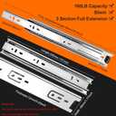 10 inch Drawer Slides 4 Pairs (8pcs) 3 fold Full Extension Side Mount Cabinet Drawer Glides 10" Silver Cabinet Rails for Dresser, Cabinet, Kitchen,Trash Can, Wardrobe 100 LB Capacity