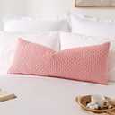 Kevin Textile Valentines 14x36 Inch Long Lumbar 1 Pack Boho Decorative Throw Pillow Cover Soft Striped Corduroy Rectangle Cushion Case Farmhouse Accent for Living Room Couch Sofa Bed, Dark Pink