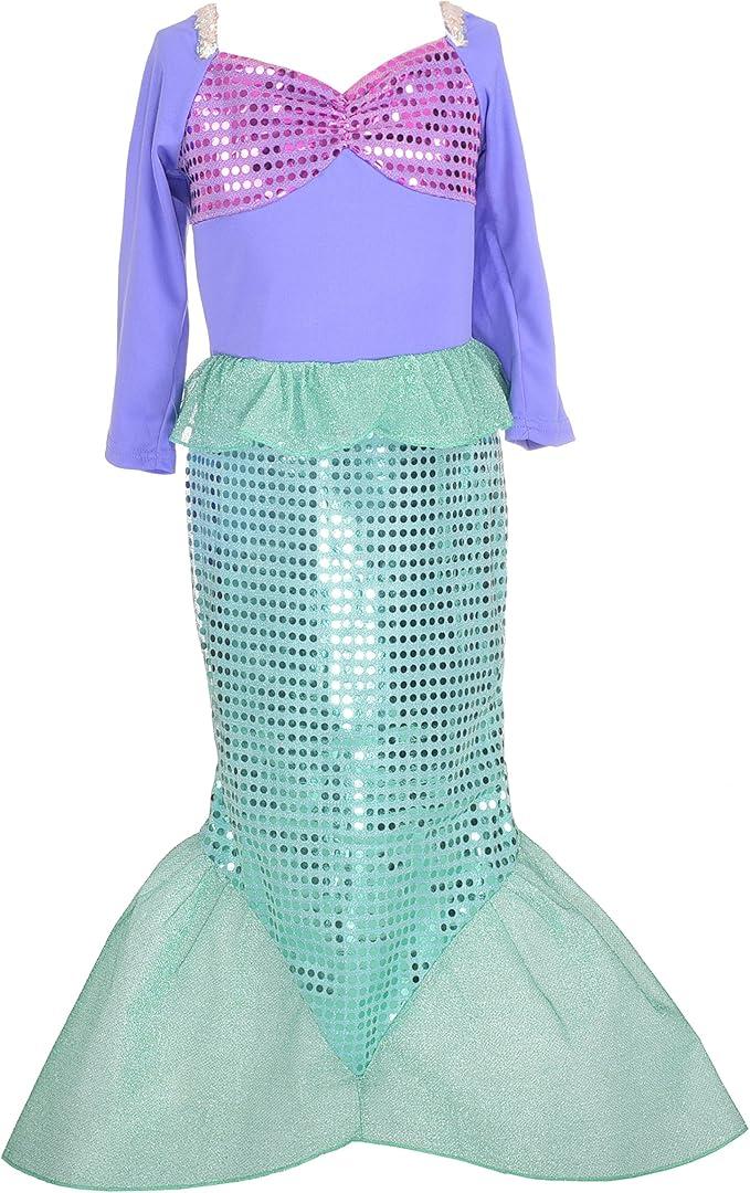 Lito Angels Girls Princess Dress with Hair Up Costumes Mermaid Halloween Christmas Fancy Party 3T