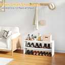 2 Tier Small White Shoe Rack For Closet, Stackable Shoe Shelf Organizer for 9 -12 Pairs of Shoes, Small Shoe Storage Organizer for Entryway, Hallway, Garage,Living Room, Bedroom, Size 28.5"* 11" * 13"