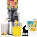 Cold Press Juicer, Upgraded AC Motor Masticating Juicer, Food-Grade Stainless Steel Auger, BPA-FREE Slow Juicing Extractor Machine with Easy Clean 5.8" Feeding Chute for Whole Vegs and Fruits