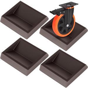 Bed Stopper & Wheel Stopper - Brown Furniture Caster Cups to Fits fit All Wheels of Sofas, Chairs, Beds - Solid Silicone Furniture Cups to Prevents Scratches, 4 Pack
