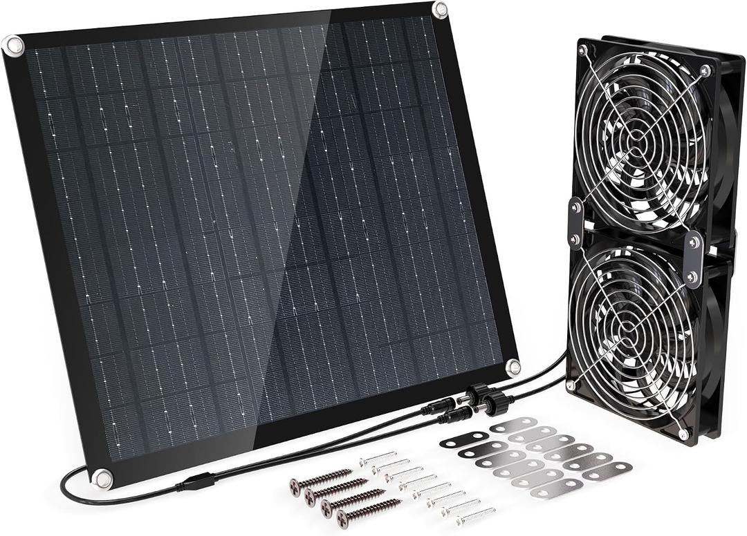 Solar Panel Fan, 30W Solar Fan, Solar Panel Fan kit, Solar Exhaust Fan, Suitable for Small Chicken coops, pet Houses, Solar Ventilation Fan, Solar Exhaust Fan