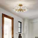 XINGQI 16.9" Semi Flush Mount Ceiling Light Fixture Modern 6 Lights Antique Gold Chandelier, Sputnik Chandeliers Fashion Lighting for Bedroom Dining Room Farmhouse Kitchen Office