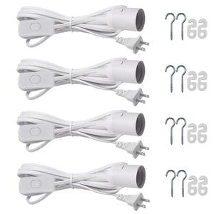 Hanging Light Socket with Cord - Extension Hanging Lantern Cord Cable - Lamp Cord with Switch E26/E27 Pendant Light Socket, 8.2Ft Light Bulb Cable, White, 4 Pack