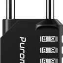 Puroma 1 Pack Combination Lock for Locker 4 Digit Outdoor Waterproof Padlock for School, Gym, Sports, Fence, Toolbox, Gate, Case, Outdoor, Hasp Storage, Cabinets (Black)