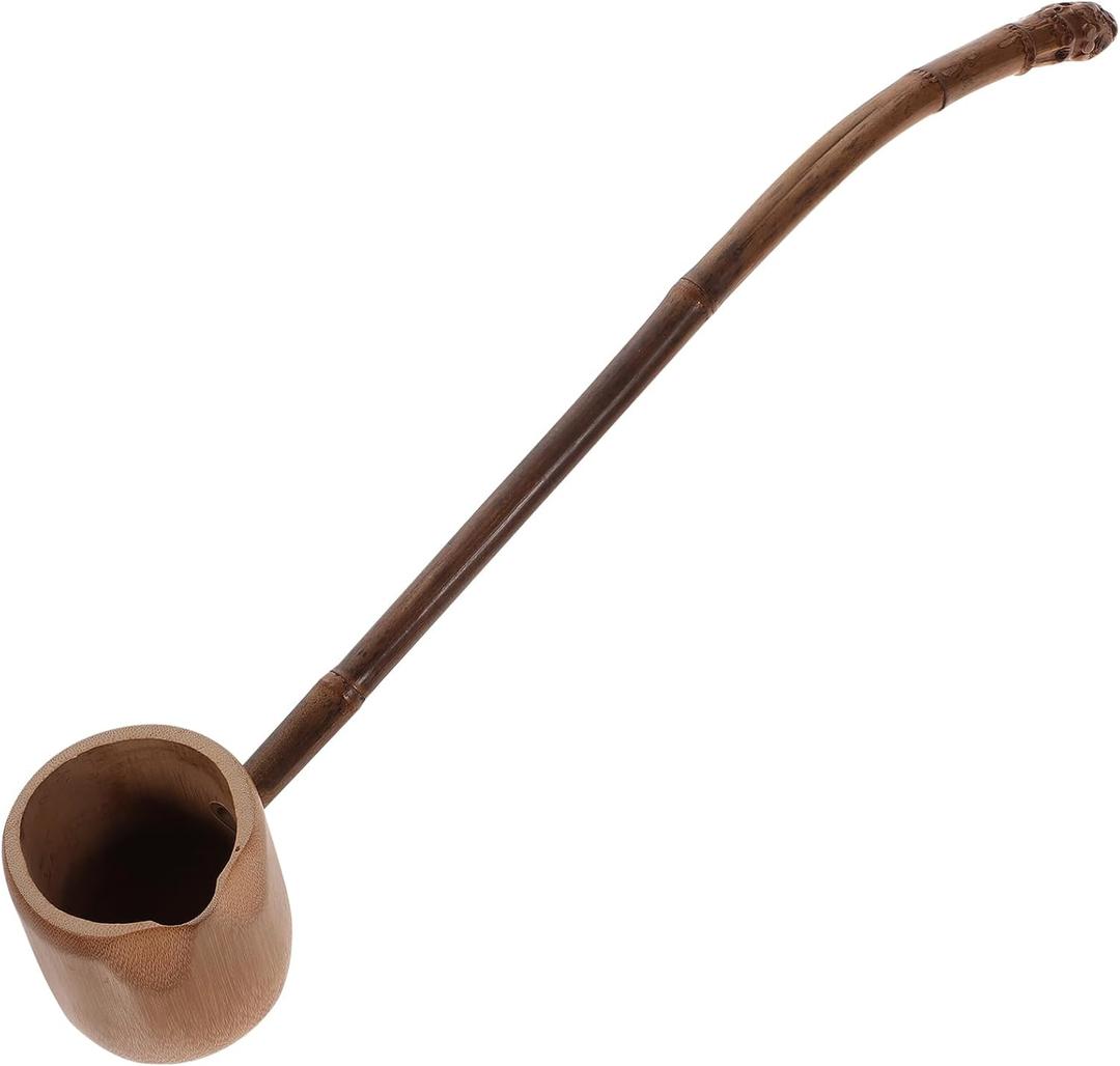 Luxshiny Wooden Spoons Wooden Ladle Japanese Tea Ceremony Ladle Handled Water Dipper Bailer Bamboo Root Spoon Water Scoop Tea Ceremony for Home House Wooden Spoons Soup