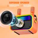 Karaoke Machine for Kids, Kids Toys for 3-12 Years Old Girls Birthday Presents, Portable Bluetooth Karaoke Speaker with 2 Microphones, Girls Gifts for Kid Party Christmas Birthday(Orange)