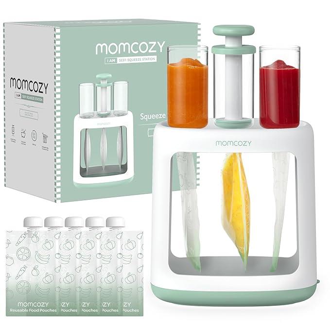 Momcozy Squeeze Station,Baby Food Maker,Pouch Filler for Homemade Baby Puree, BPAFree, Dishwasher Safe, with Reusable Baby Food Pouches for Babies & Toddlers