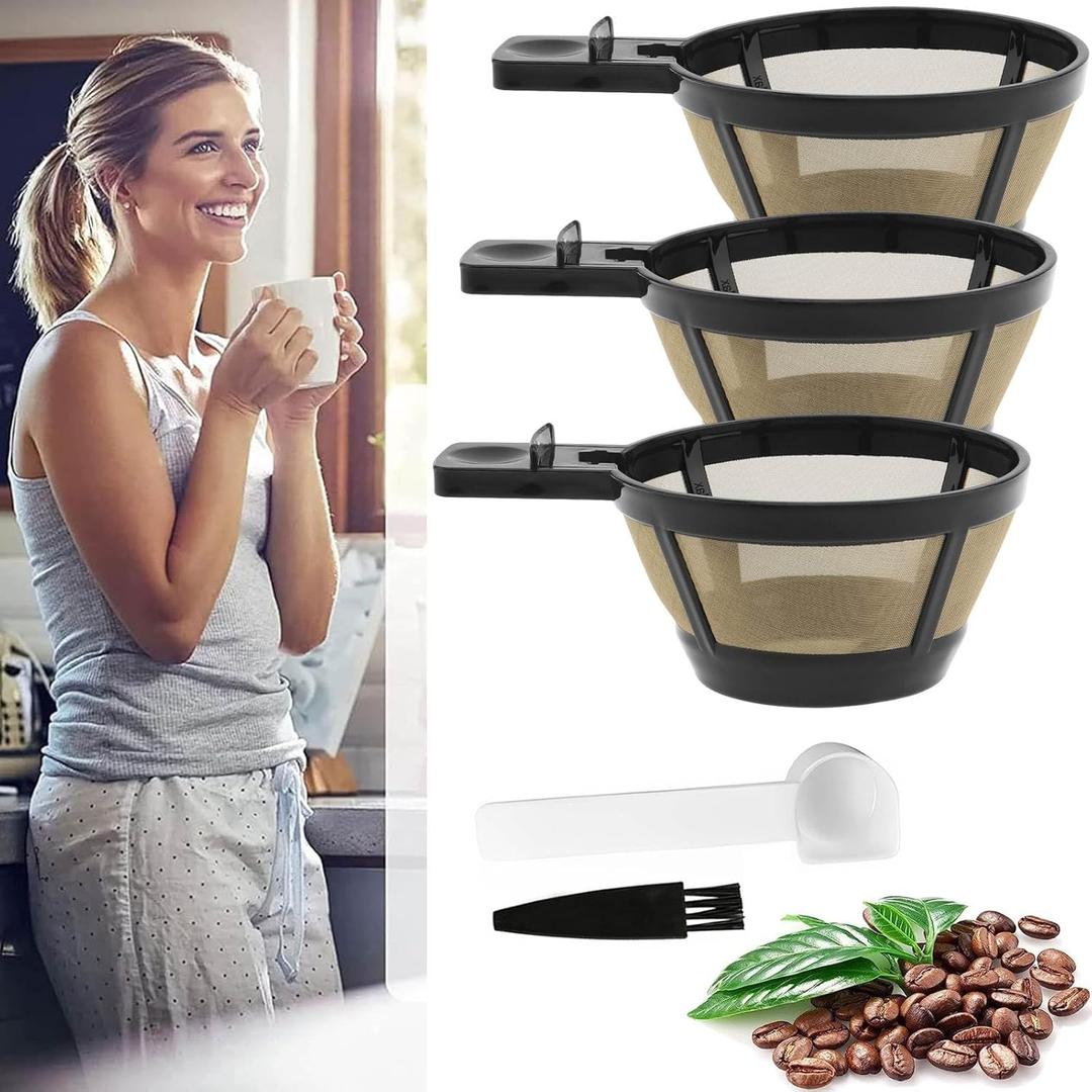 Reusable Single Coffee Filter Baskets 3PC, Coffee Basket Grounds Filters Replacement, Compatible with Hamilton 2-Way Brewer Coffee Maker Filters Models 49980A, 49980Z, 47650, 49933 Accessories Part
