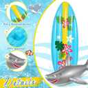 Cunhill 3 Pcs Inflatable Surf Board and Shark Luau Decoration Include 2 Pcs 38.9 in Shark Pool Toy and 60 in Inflatable Surfboard Decor Party Decorations for Adults Boys Girls Surf Beach Party