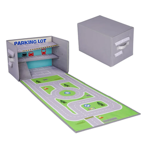 Toy Car Garage Box - Toy Car Storage Toy Car Box for with Car Rug Play Mat (Not Included Cars)