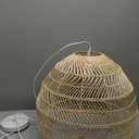 Nature Home 100-Watt 1-Light Wood Pendant Design Bamboo Cage Shape Mini Pendant Light 